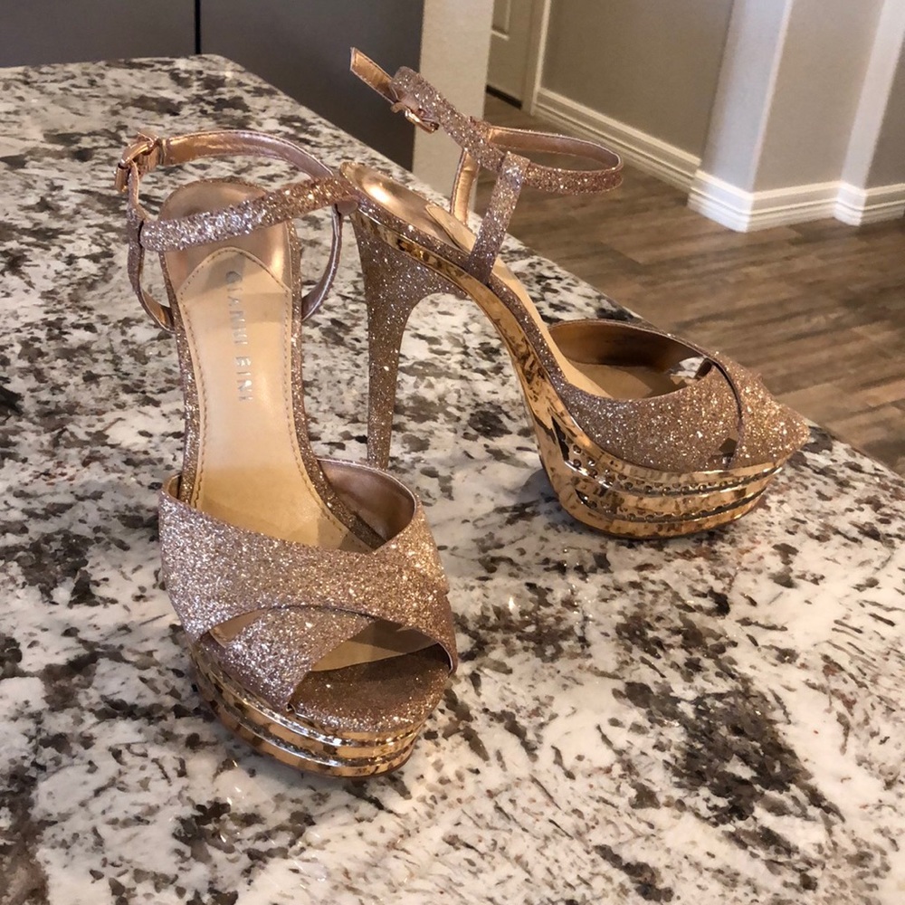 GIANNI BINI rose gold glittery heels